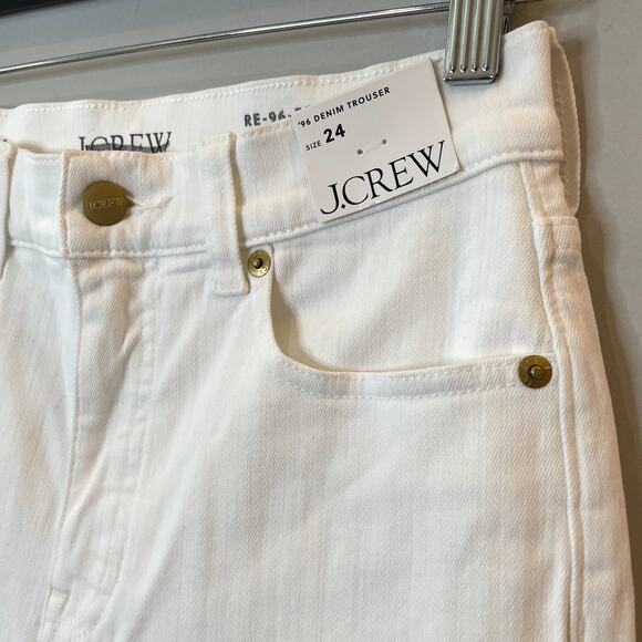 J.Crew 1996 Updated Denim Trouser Pant Wide Leg Dressy Date Trip CH679 White 24 - Picture 4 of 16